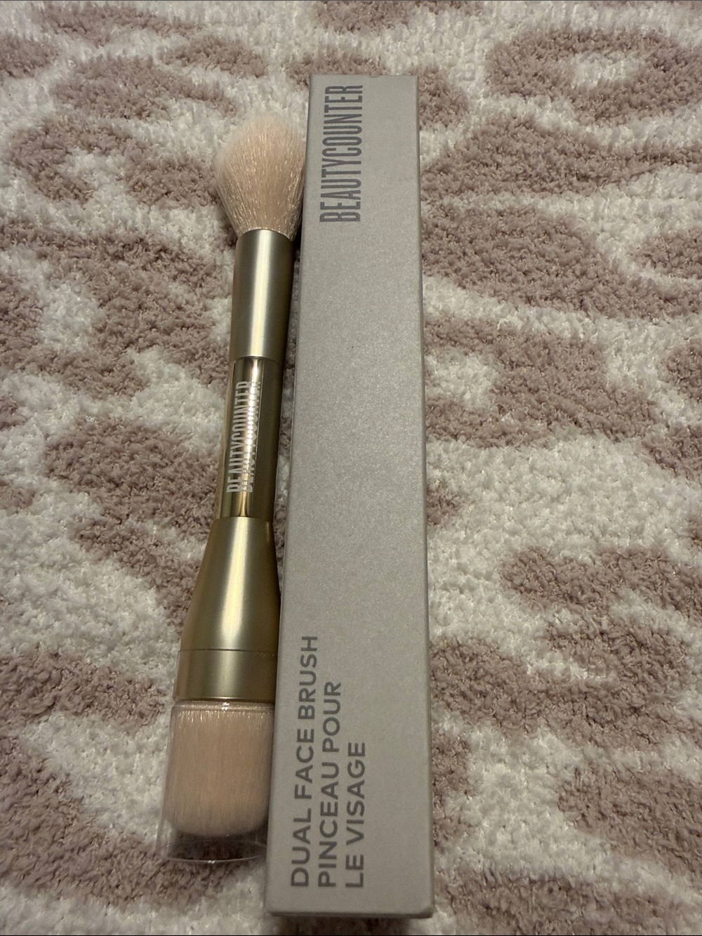 beautycounter Dual Face Brush in Metallic Silver